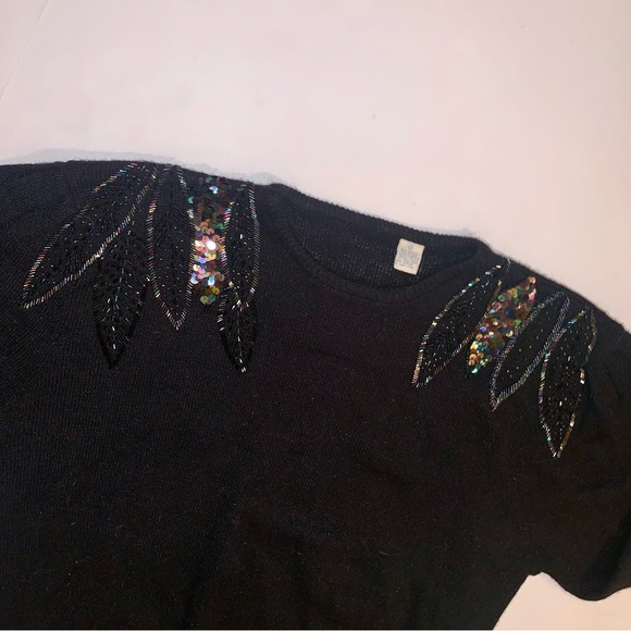 v i n t a g e :: Gorgeous Beaded Embellished Sequin Knit Sweater - Picture 6 of 10